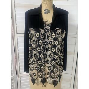 Vintage 90s 2 Piece Amanda Paris London New York Jacket Tank Black Sz Small